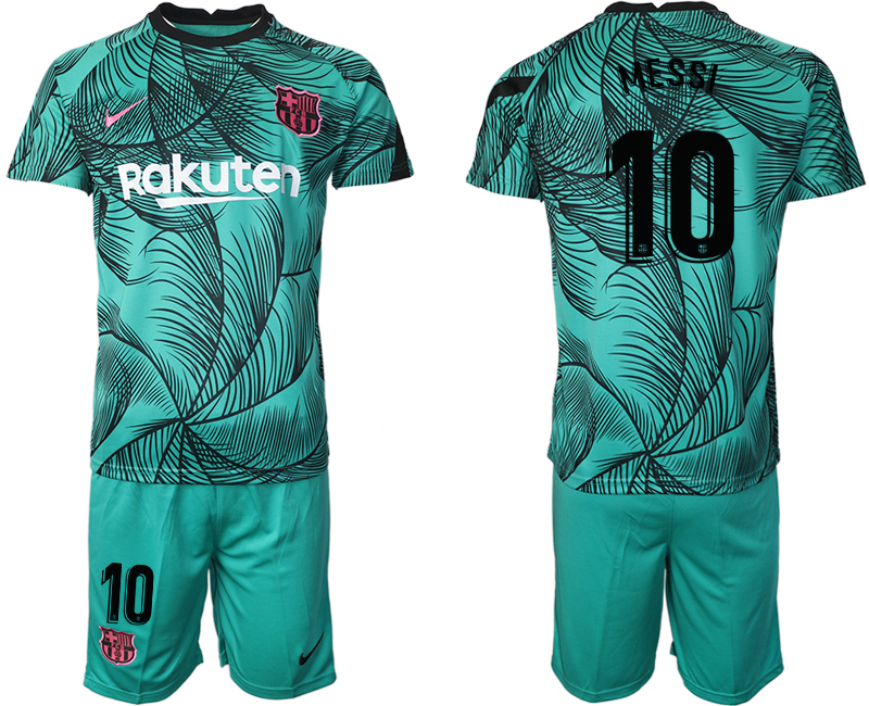 Men 2021 Barcelonagreen training suit #10 New soccer jerseys->barcelona jersey->Soccer Club Jersey